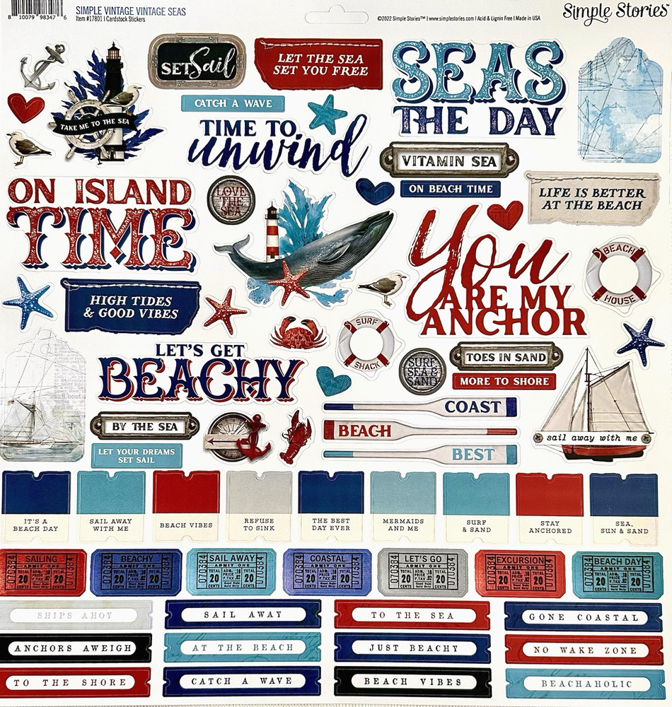 NEW SET! (B) SIMPLE STORIES STICKER SHEETS (17 sheets) Save 70%