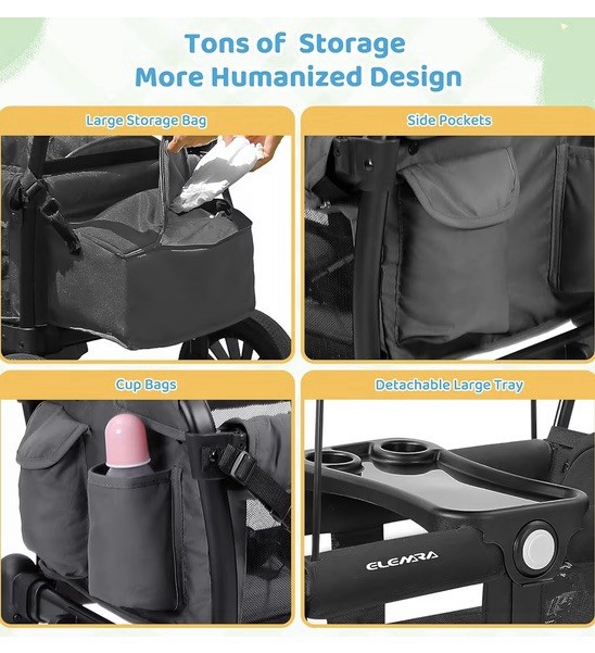 stroller wagon 2 seater With Canopy