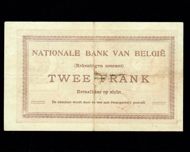 Belgium 2 Francs 1914 P-82 VF
