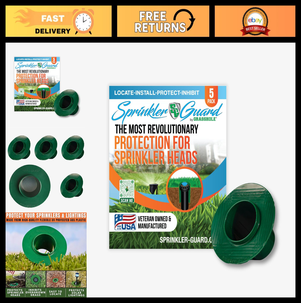 Grasshole Sprinkler Head Guard Protector 5 Pack Plastic