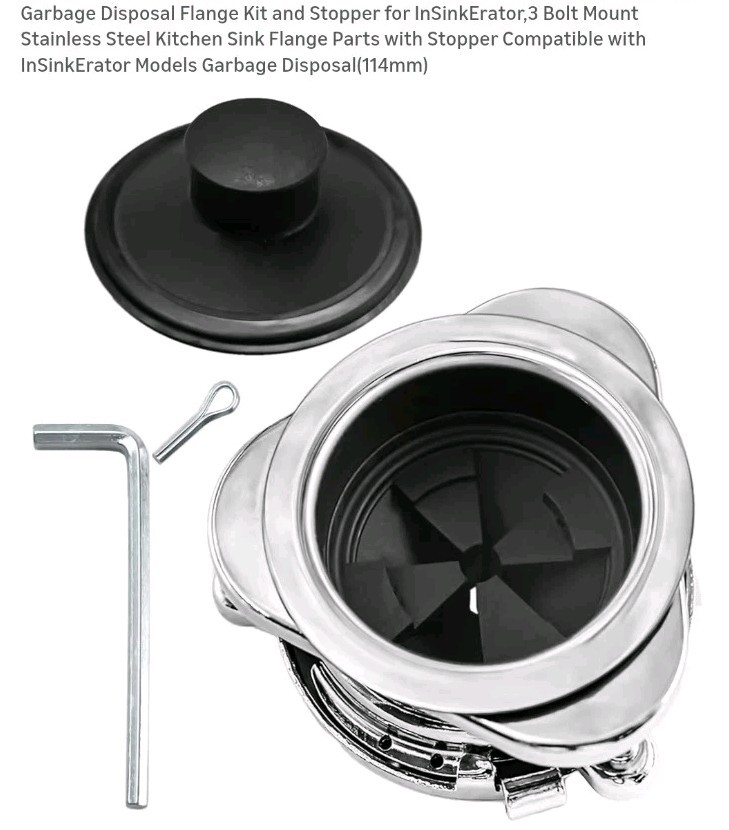 Stainless Steel Garbage Disposal Flange Kit with Splash Guard - 3 Bolt Mount