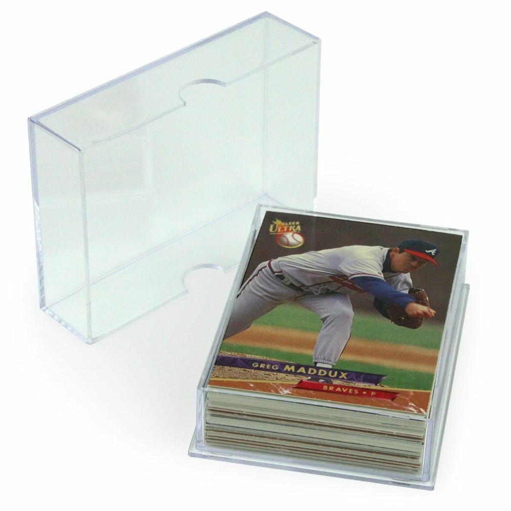 (2-Pack) BCW 50 Card Size Slider Box Stackable Plastic Trading Card Storage Case