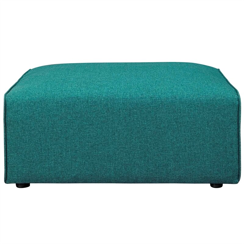 Modway Mingle Modern Style Polyester Fabric Ottoman in Teal Blue Finish