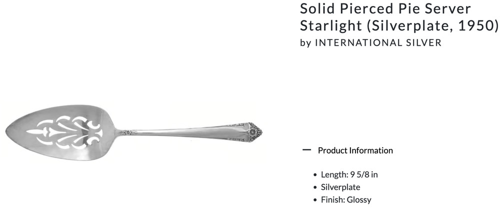 Solid Pierced Pie Server Starlight Silverplate 1950 by International Silver