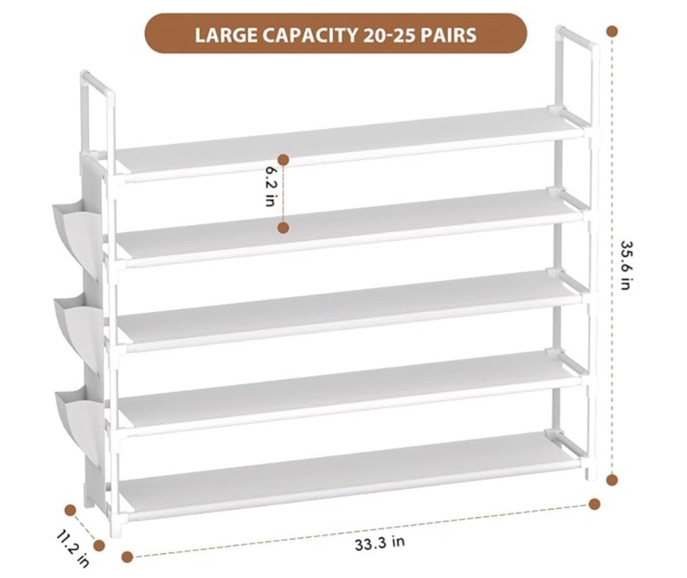 OYREL 5 Tier Shoe Rack White