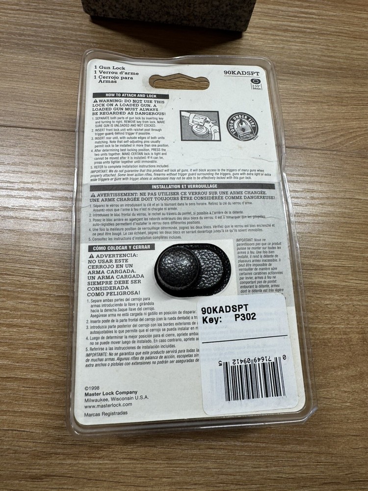 Master Lock Gun Lock (90KADSPT) NIP