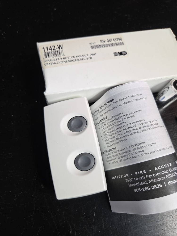 DMP 1142-W Wireless Two Button Transmitter White New Open Box