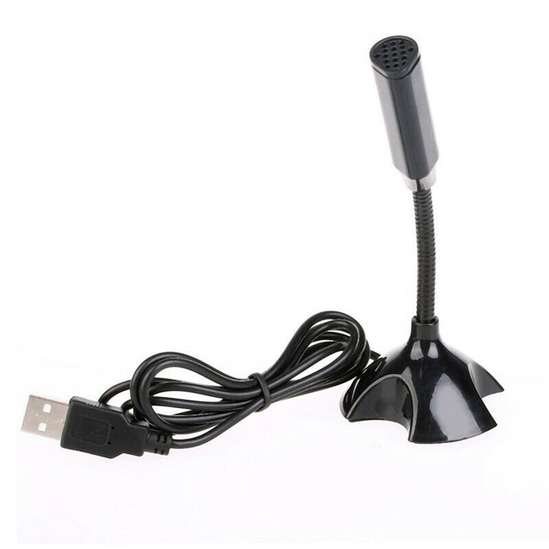 Black USB Mini Desktop Speech Microphone Stand for PC Laptop Computer Notebook A