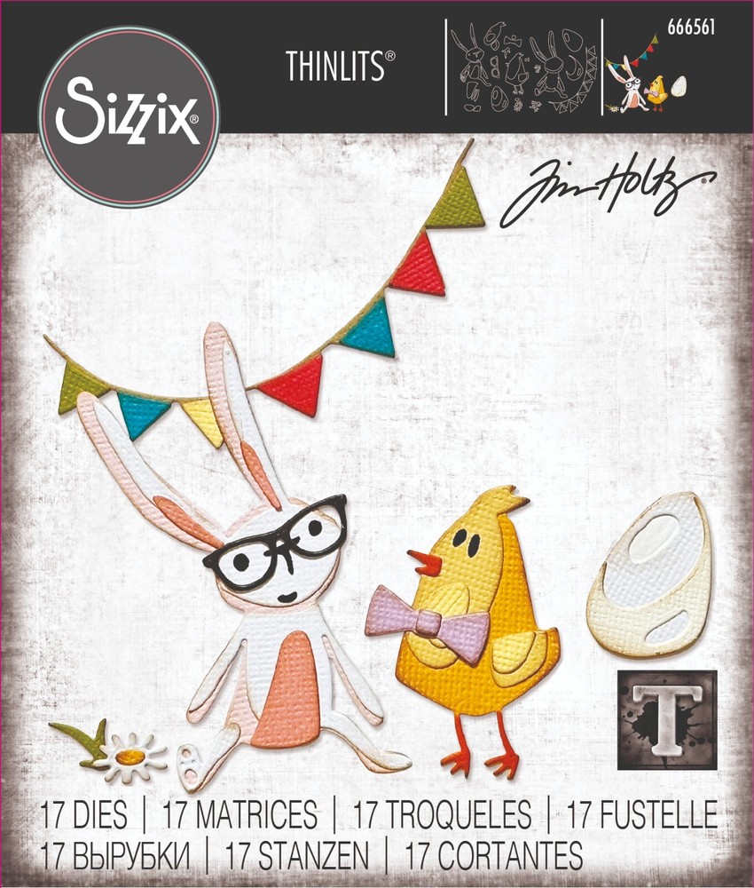 Tim Holtz "VAULT BUNNY + CHICK" Spring Easter Sizzix Thinlits Cutting Dies 2024