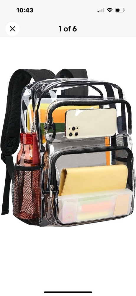 Vorspack Clear Backpack Heavy Duty - Large Bookbag Large, Black