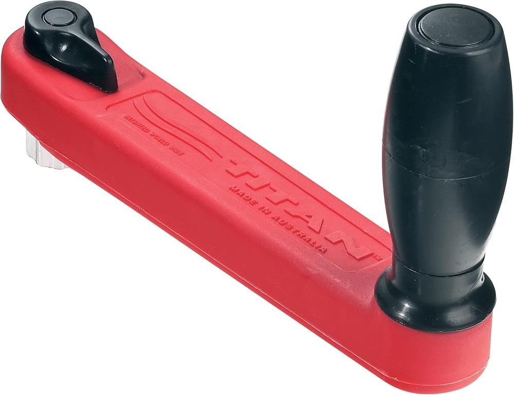 8" Single Grip Winch Handle, Locking, Red with Black Grip – Lightweight, chip...