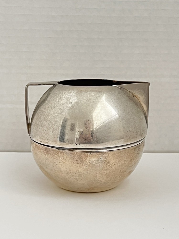 Vtg Art Deco Napier Duplex Sphere Stackable Silver Plated Creamer And Sugar Set