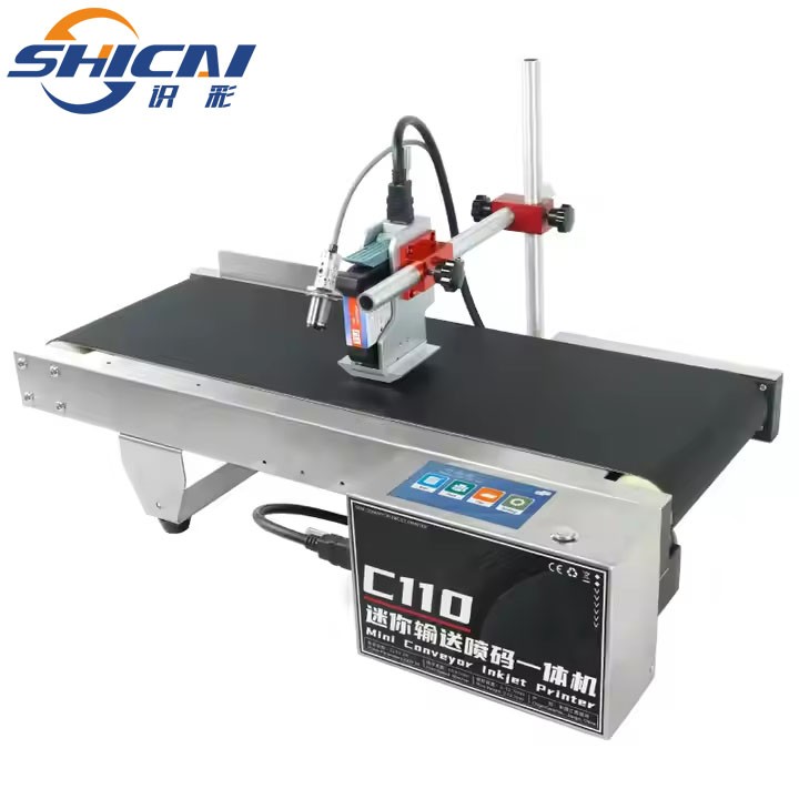 Mini Conveyor Inkjet Printer 12.7/25.4mm Production Date QR Code Barcode