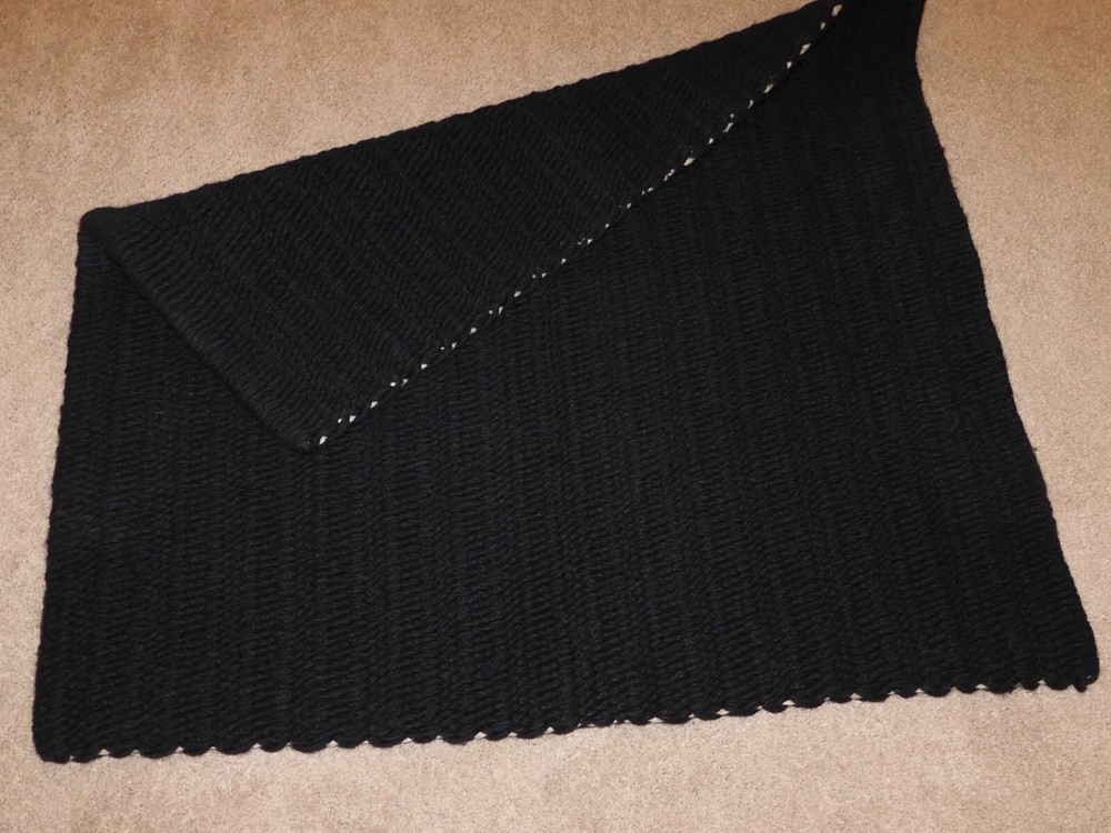 WOVEN BLACK WOOL SADDLE PAD 33 X 36" BEIGE TRIM