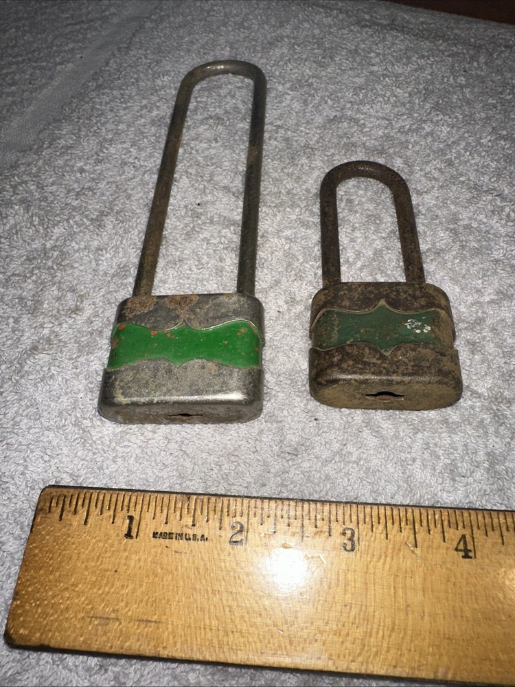 2 Locks No Keys!! Unique Shape Rusty Chippy Paint