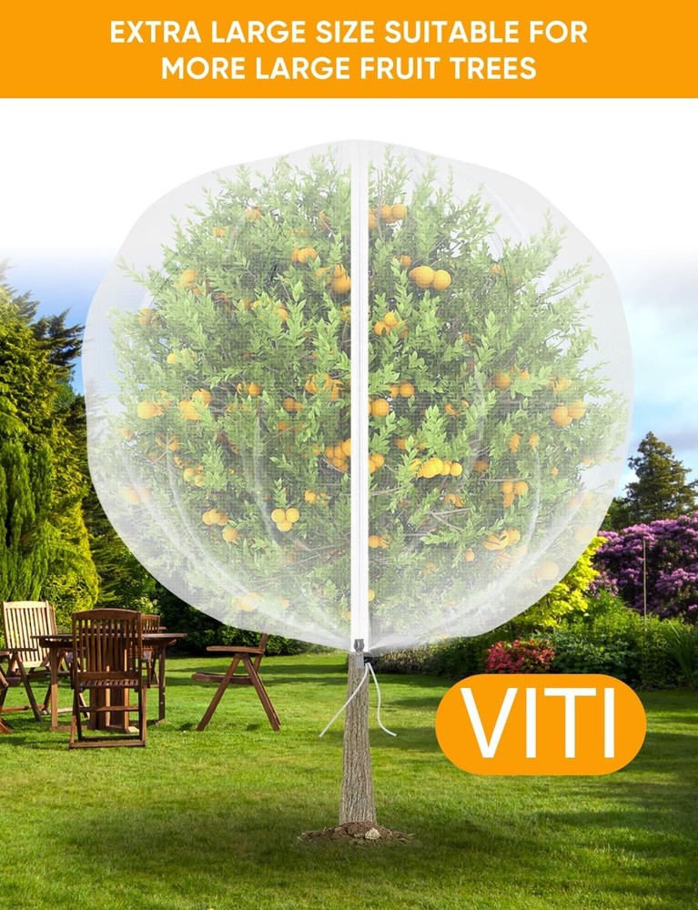 6'X 6' FT Large Fruit Tree Netting for Squirrels and Birds with Drawstring 2PCS