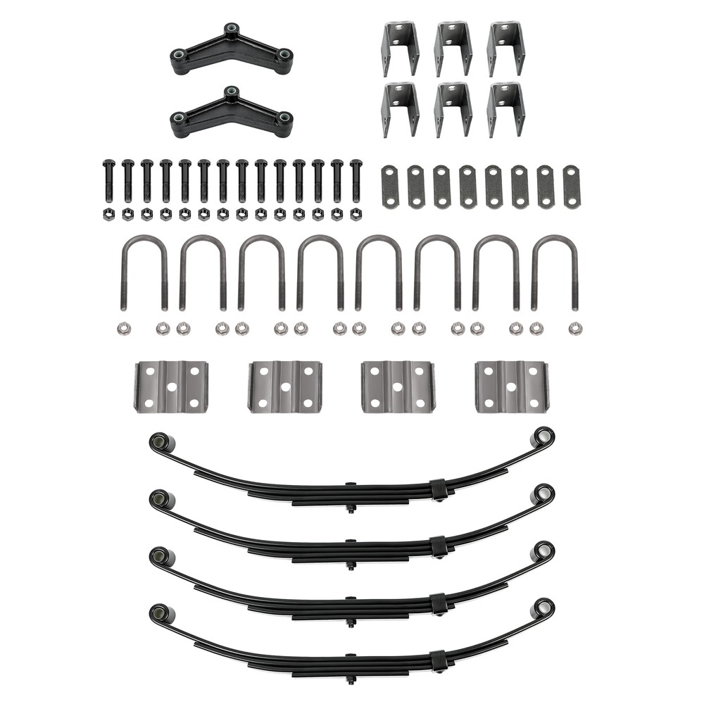 Tandem Trailer Axle Suspension Kit 4 Leaf Double Eye Springs Hanger Kit 3500lbs
