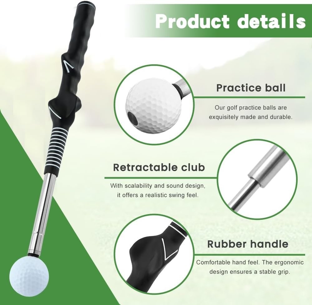 Retractable Golf Swing Training Aid – Fix Rhythm & Stop Slicing/Hooking, Right