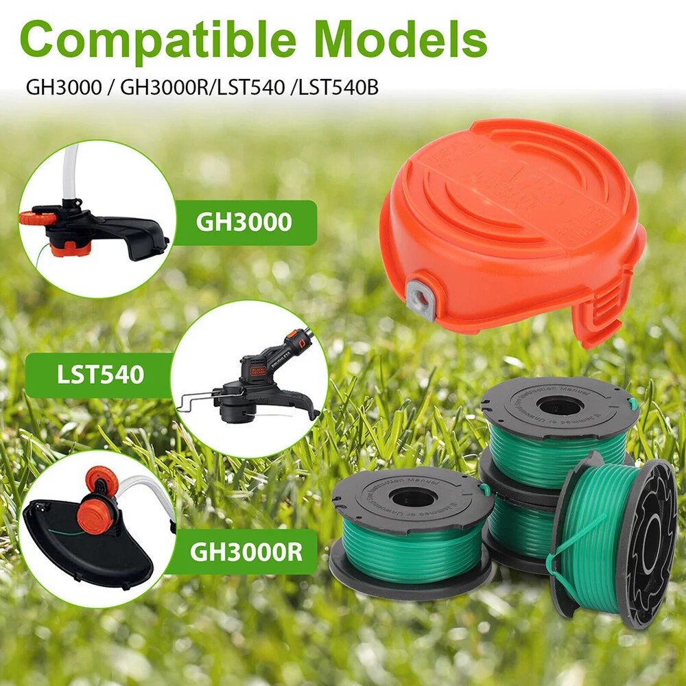 7Pack+1Cap For Black & Decker GH3000 SF-080 Grass Trimmer Replacement Spool Line
