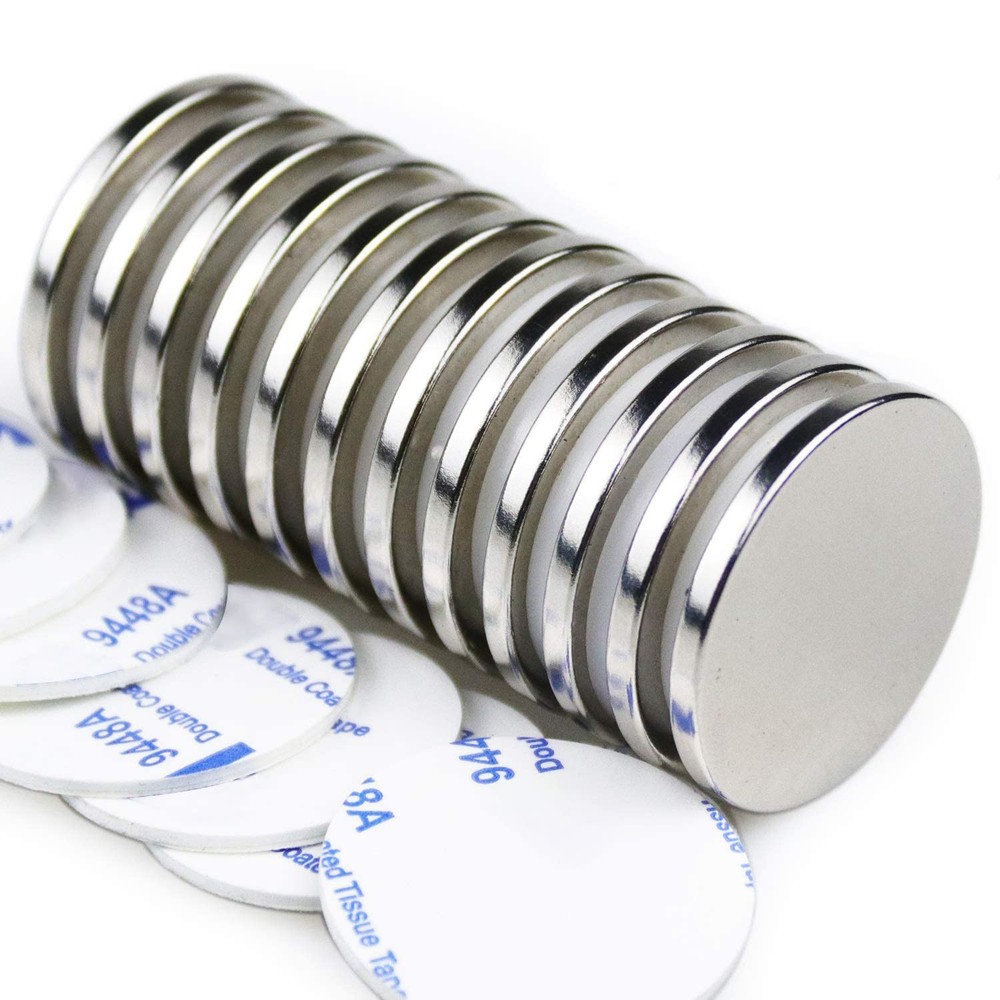 Neodymium Disc Magnets with Adhesive 12 Pack