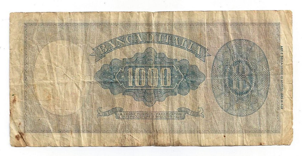 1947 Banca D'Italia Lire Mille Note
