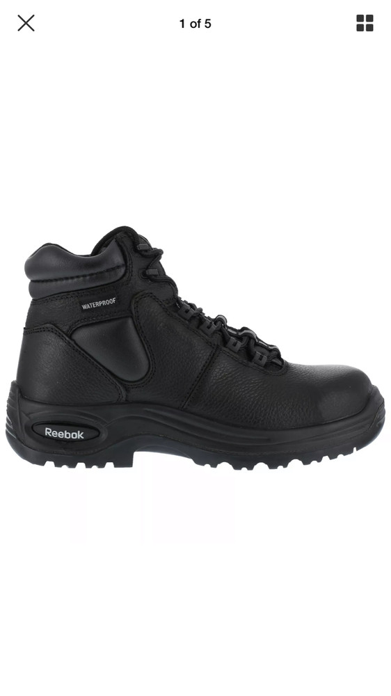 Reebok RB6765 Men's Trainex Black Leather Water Proof Size 8 Work Boots