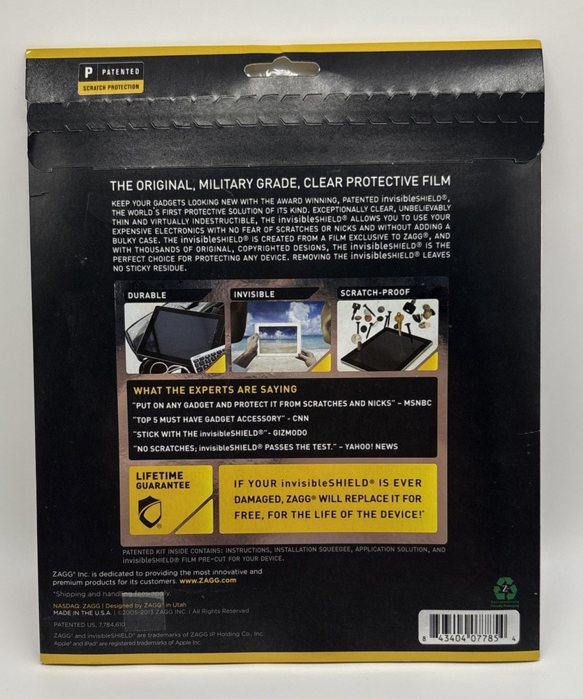 ZAGG Invisible Shield Scratch Protection Apple iPad 2nd 3rd 4th Generation