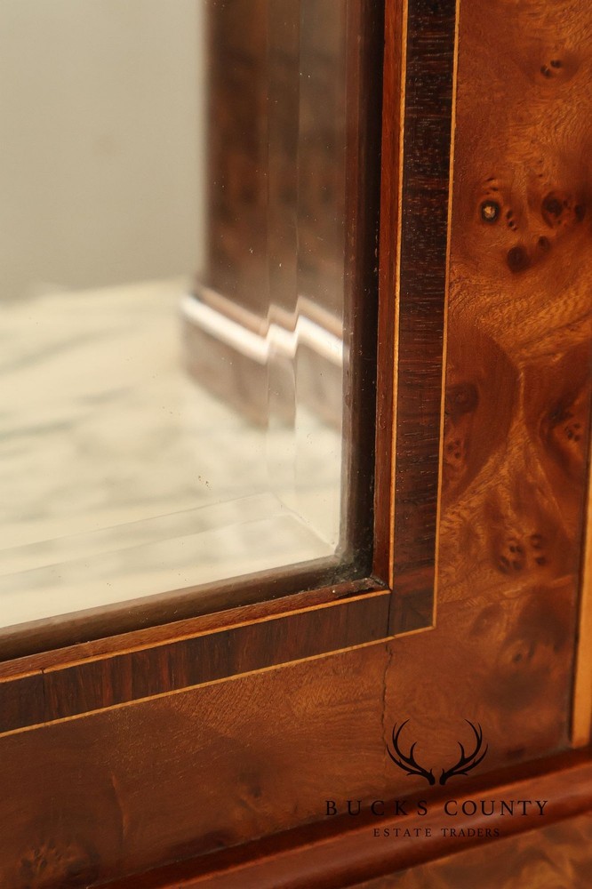 Walnut Marble Top Sideboard With Display Cabinets