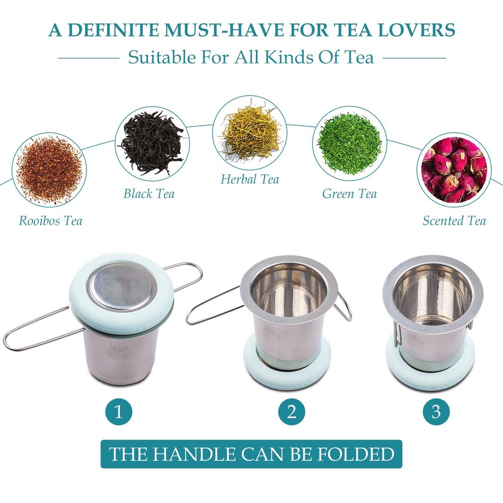 Tea Infuser Stainless Steel Tea Strainer Folding Handle Tea Filter Extra Fine Me
