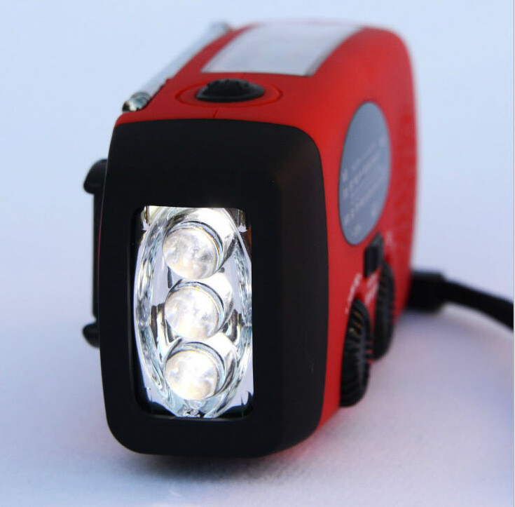 Solar Hand Crank USB Charging Radio with LED Flashlight for Emergency