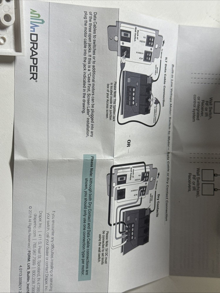 Draper C112.109 Wall Control Switch Low Voltage New