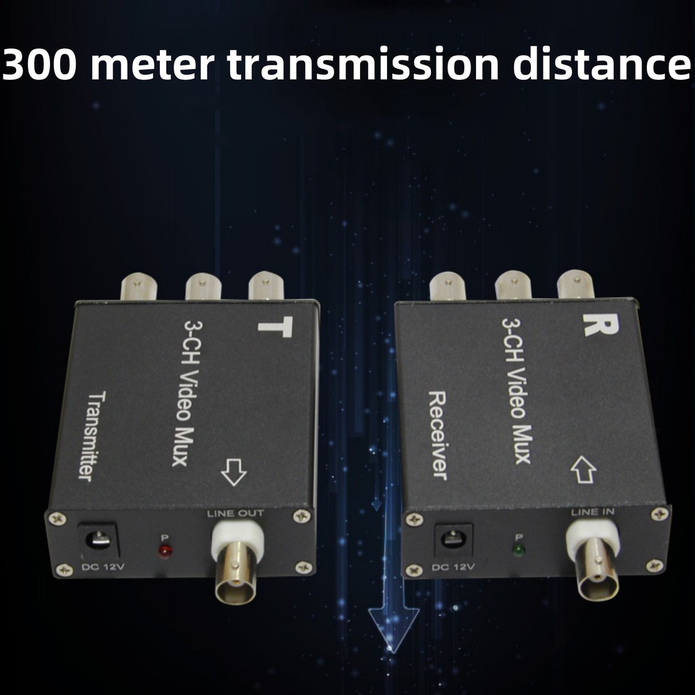 3 Channel Video Multiplexer Analog Camera Extender Receiver&Transmitter DC12V