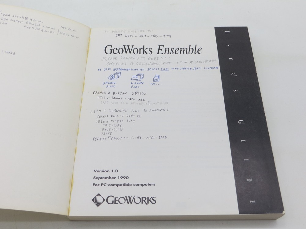 GeoWorks Ensemble Version 1.0 User's Manual vintage 1990 computer reference book