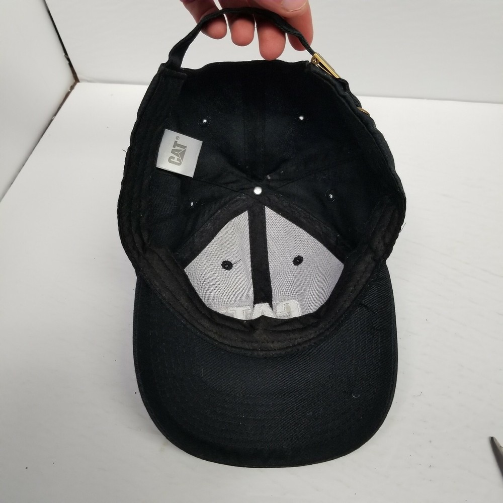 CAT Caterpillar Adjustable Strapback Black Hat, Construction Equipment