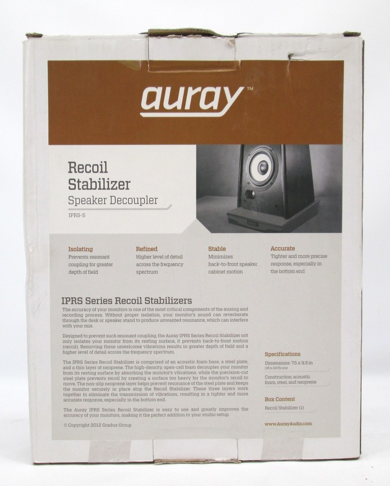 1x Auray IPRS-S Stabilizing Isolation Pad for Studio Monitors Decoupling System