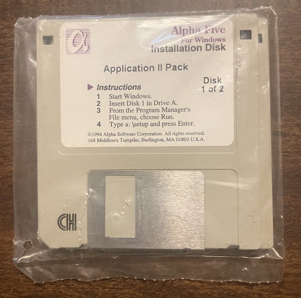 SEALED Alpha Five Windows Application II Pack + Productivity Pack 3.5” Floppy x3