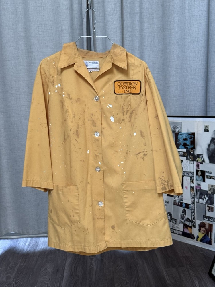 Vintage Yellow Lab Coat 70s 80s Medium