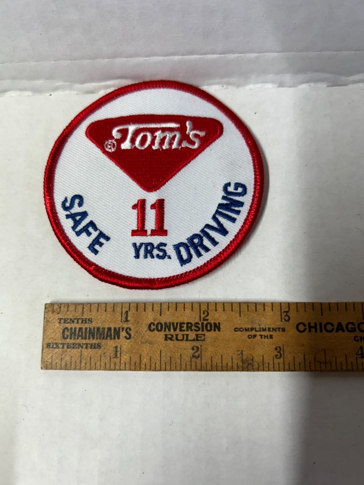 Vintage Tom’s Peanuts Cloth Patch Safe 11 YR. Driver
