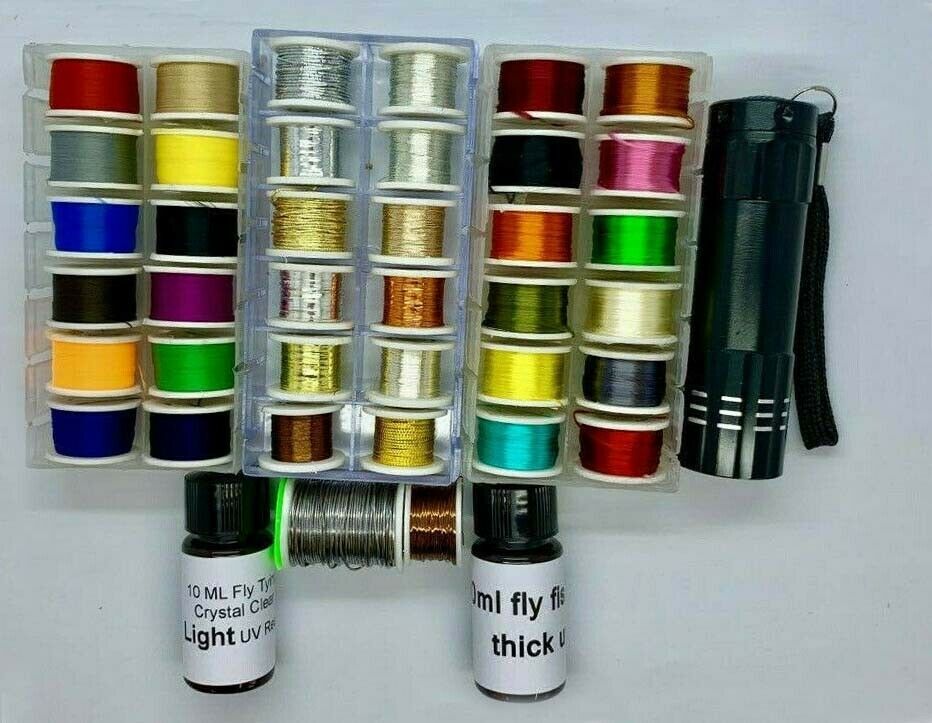 Poseidon Hand Crafted Troutflies Fly Tying Tools Materials Kit, Tinsel, Thread