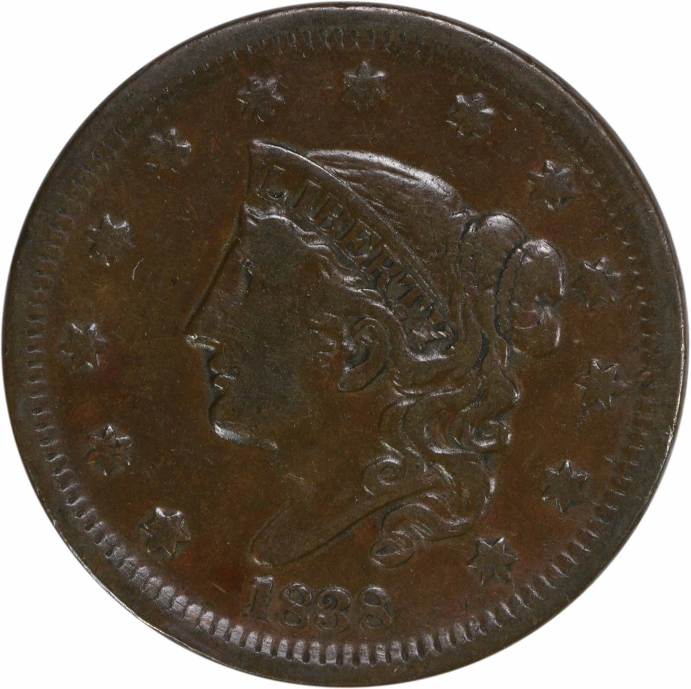 1838 Large Cent VF Uncertified #310