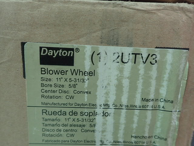 Dayton 2UTV3 Blower Wheel