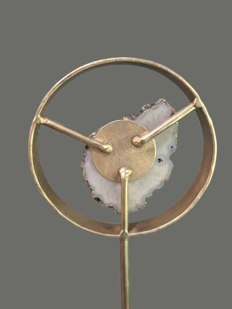 Unique Decorative Sliced Agate Stone on Marble Stand