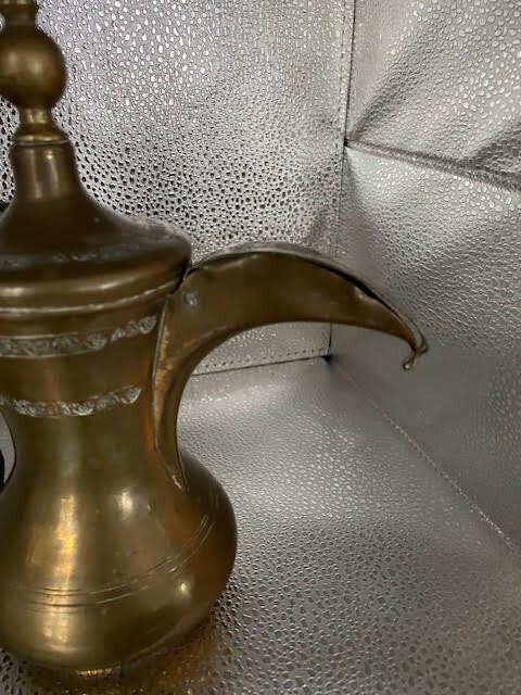 Antique/Vintage Brass Middle Eastern Etched Dallah Coffee Tea Pot
