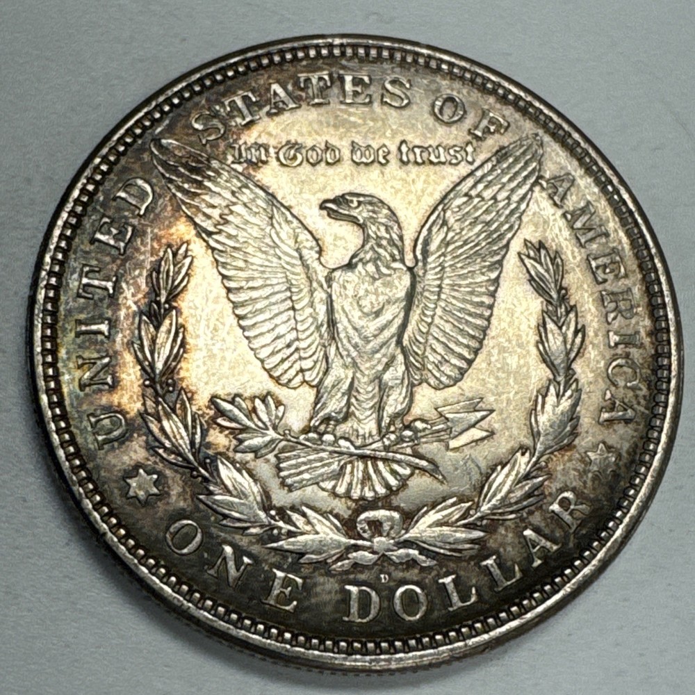 1921-D $1 Morgan Silver Dollar Uncirculated Rainbow Toning