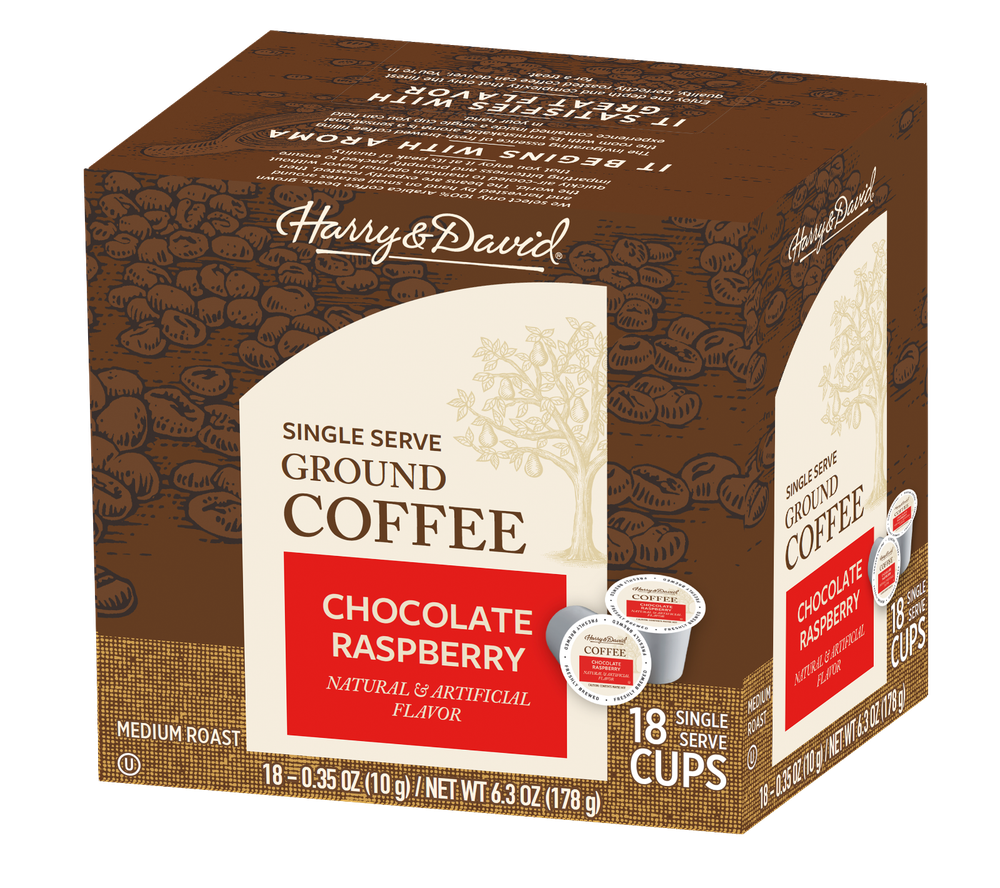 Harry & David Gourmet Coffee, Chocolate Raspberry, 2/18 ct boxes (36 Cups)
