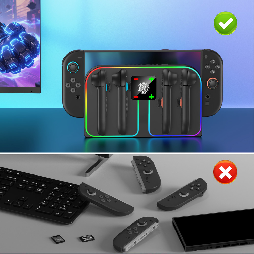 LED Wall Mount Charging Dock for Nintendo Switch 2 Controller Charger Stand