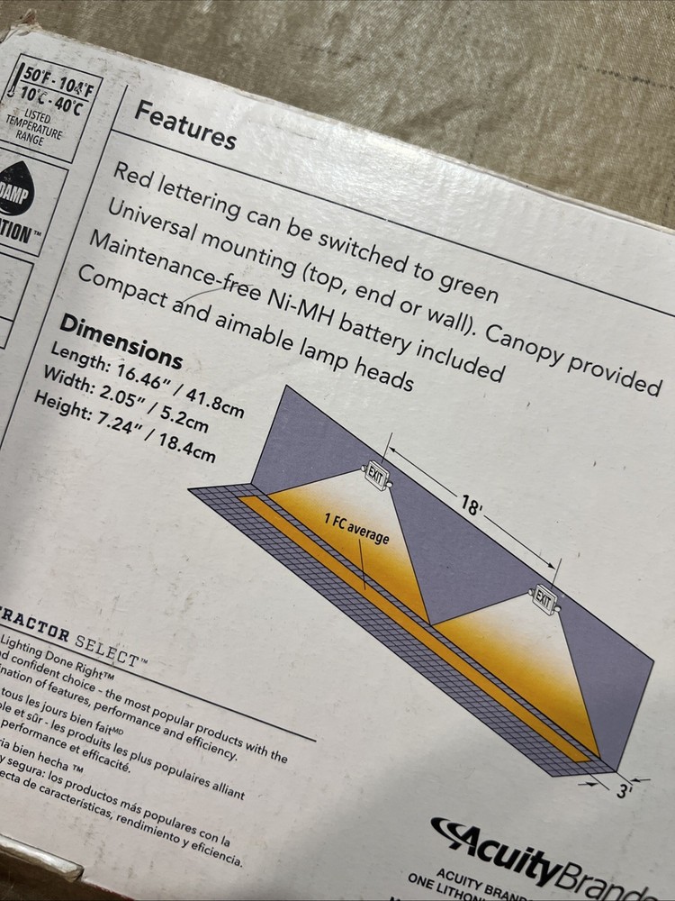 NEW Lithonia Lighting LED Emergency Light/Exit Combo w/ 2 Lamps Switchable