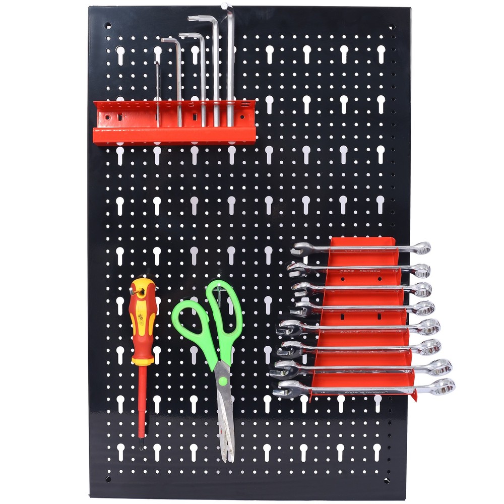 Pegboard Wall Organizer, 4ft Metal Garage Pegboard Tool Organizer w/3 Pegboards