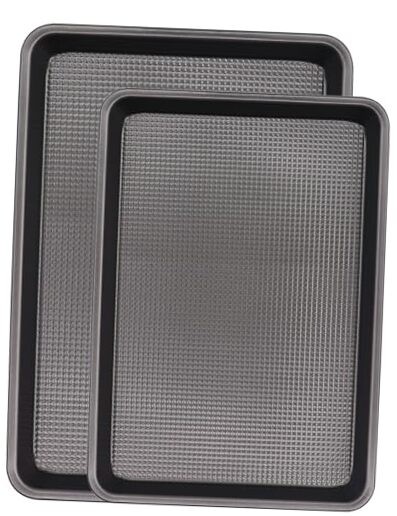 Cookie Sheets for Baking Nonstick,Baking Sheet Pan Cookie Sheet Set 2 Grey