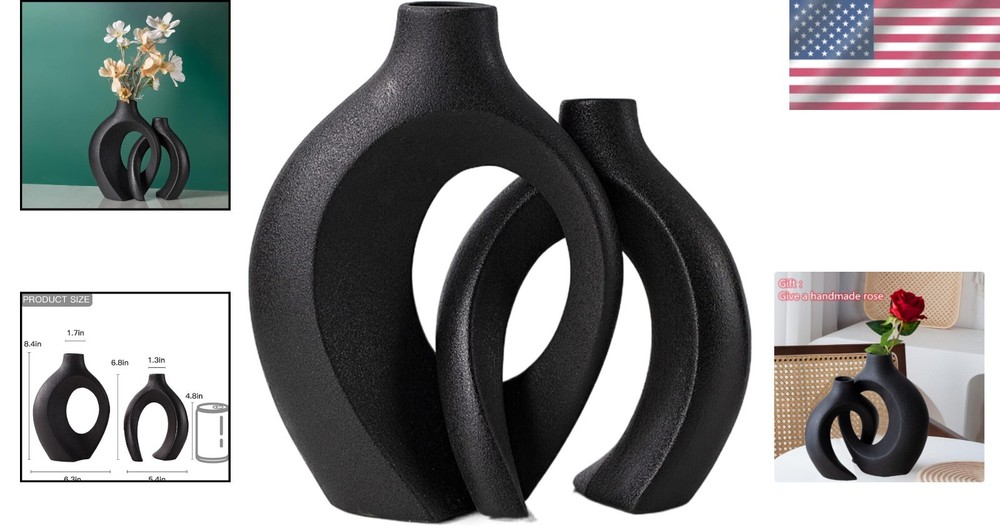 Handmade Ceramic Vase Set with Cuddling Couples Design - Modern & Unique Decor